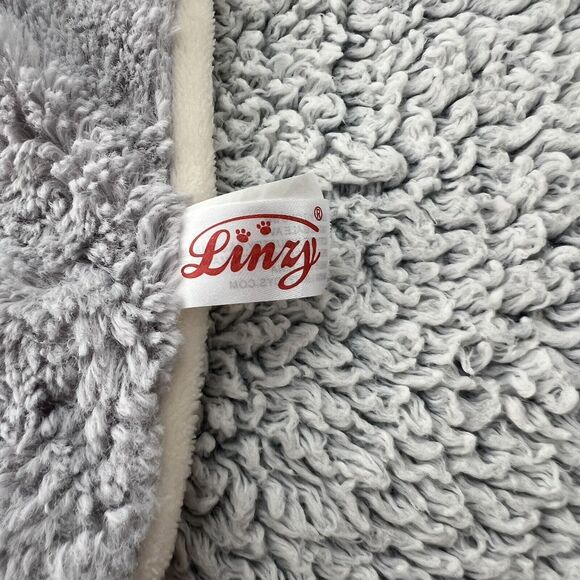 Linzy Elephant Baby Lovey Plush Rattle Gray Cream Security Blanket Fluffy 14" - Picture 9 of 10